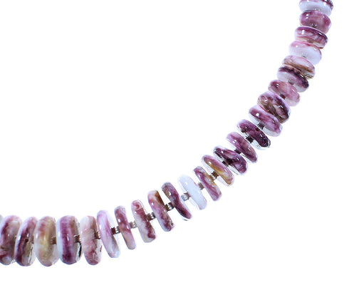 Purple Oyster Shell Sterling Silver Navajo Bead Necklace AX100259
